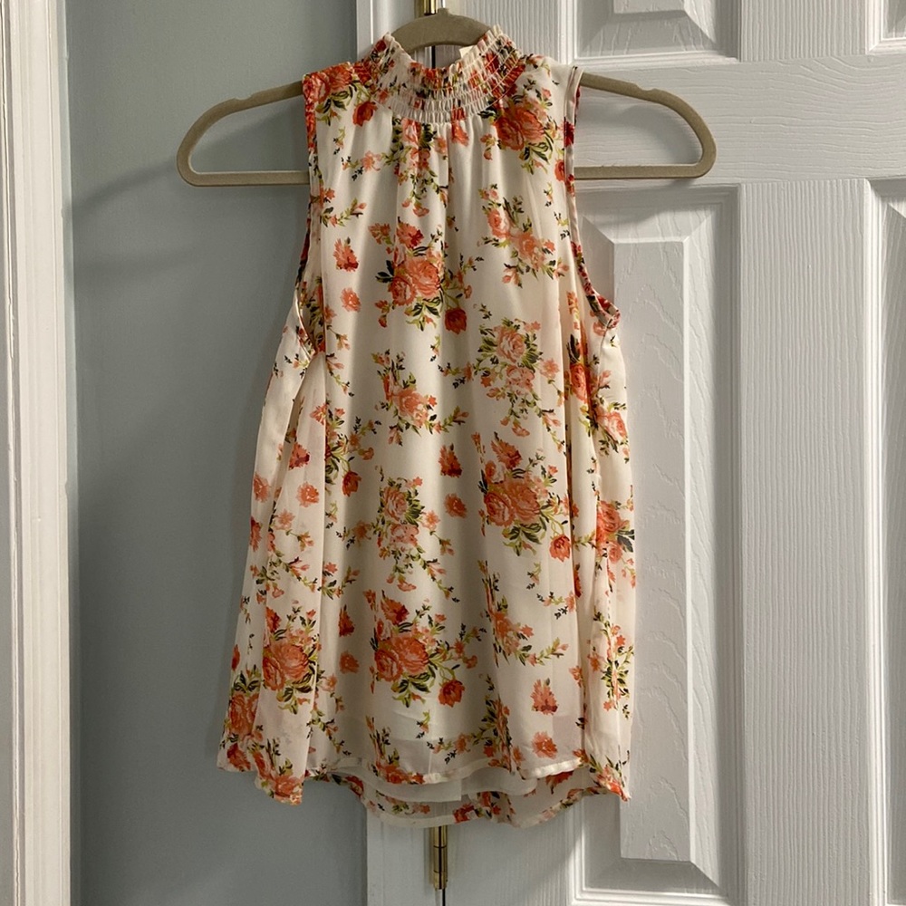 Floral high neck blouse